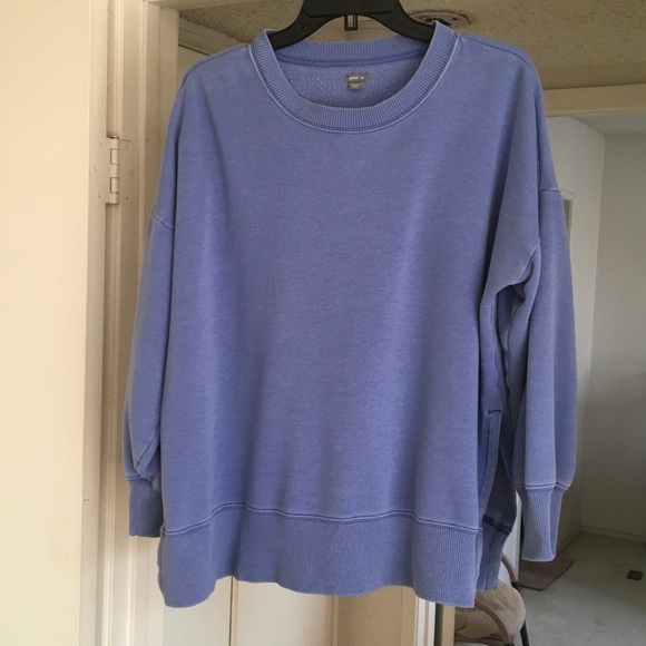 AERIE/ “SLATE BLUE” OLD SCHOOL STYLE SIE SLITS SWEATSHIRT - Picture 1 of 6